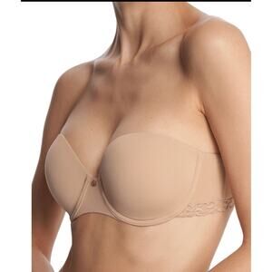 Natori Pure Luxe Strapless Contour Bra 32DDD in Cafe NWOT Straps Included